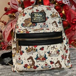 Loungefly Disney Belle Tattoo Print Mini Backpack
